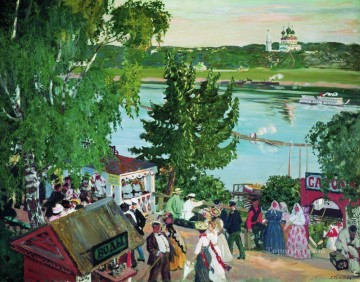 Paseo a lo largo del Volga 1909 Boris Mikhailovich Kustodiev Pinturas al óleo